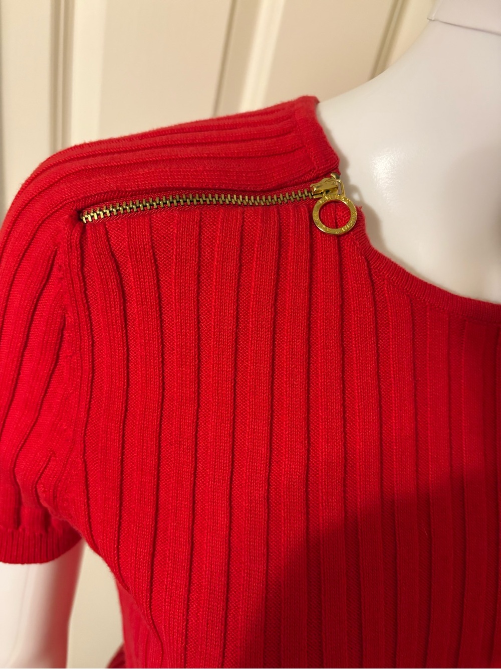 Lauren Ralph Lauren Classic Ribbed Short-Sleeve Top - Red Size L - Picture 4 of 6